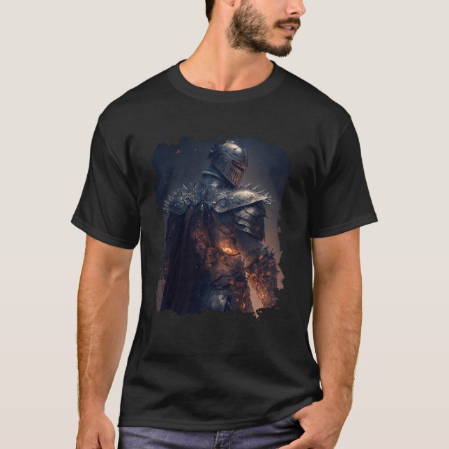 Backprint Epic Knight Hero Dark World s form T Shirt (Framsida)