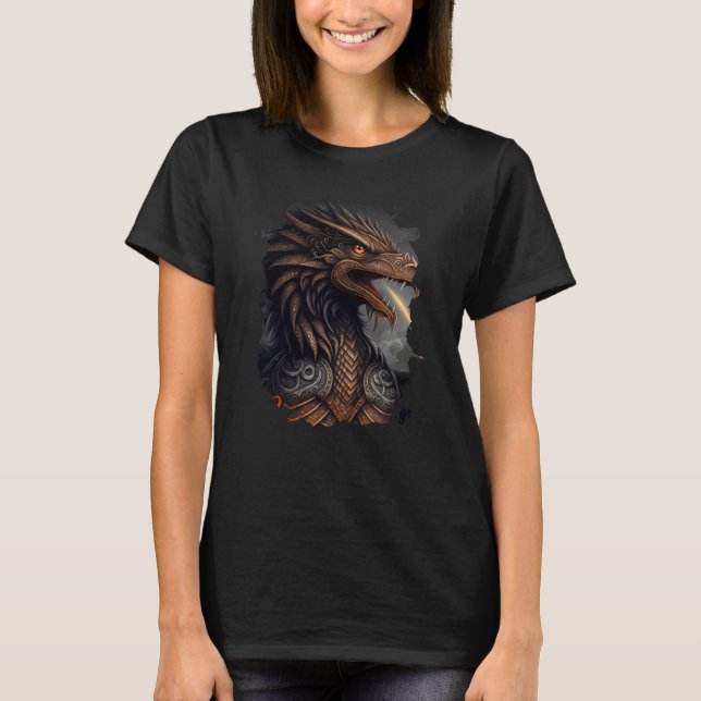 Backprint Fire breathing eagle of freedom and stre T Shirt (Framsida)