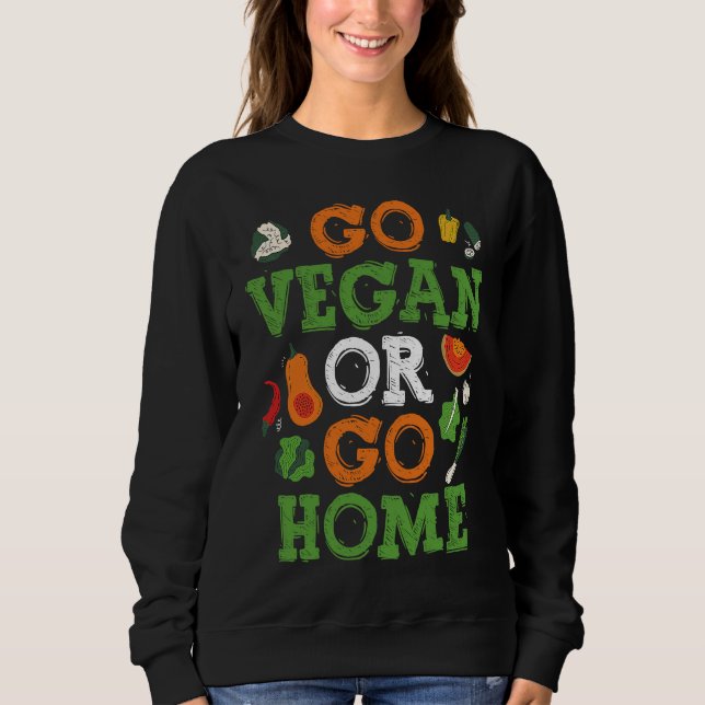 Backprint Go Vegan Or Go Home Veganism T Shirt (Framsida)