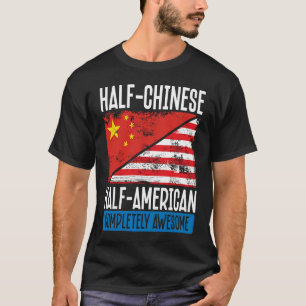 Backprint halv kinesisk halv amerikan, helt aw t shirt