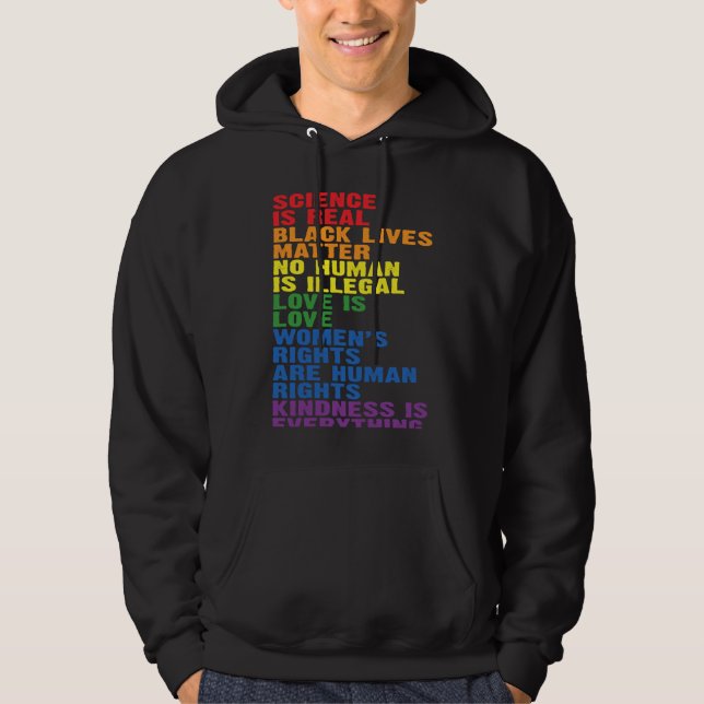 Backprint Kindness är allt LGBTQ+-Pride Hoodie (Framsida)