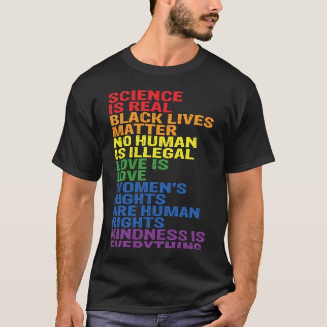 Backprint Kindness is everything LGBTQ+ Pride T Shirt (Framsida)