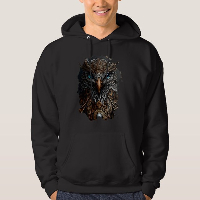 Backprint Mixture of epic eagle and mighty owl Hoodie (Framsida)
