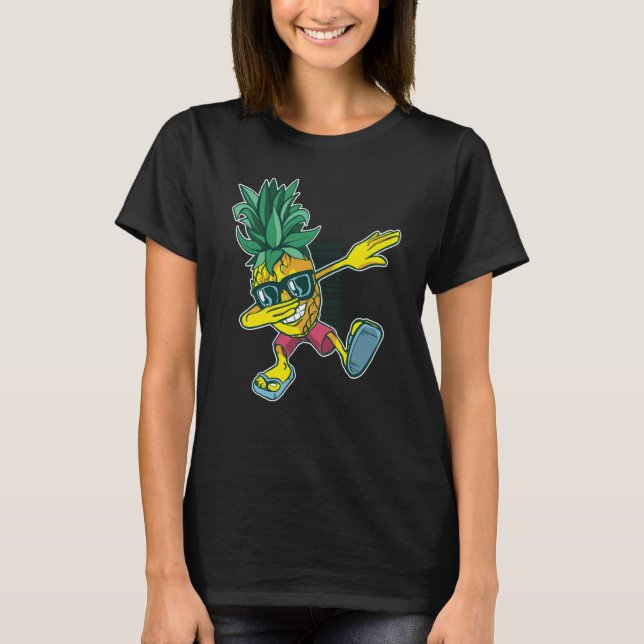 Backprint Pineapple Dab Dance Pose Fruit Summer T Shirt (Framsida)