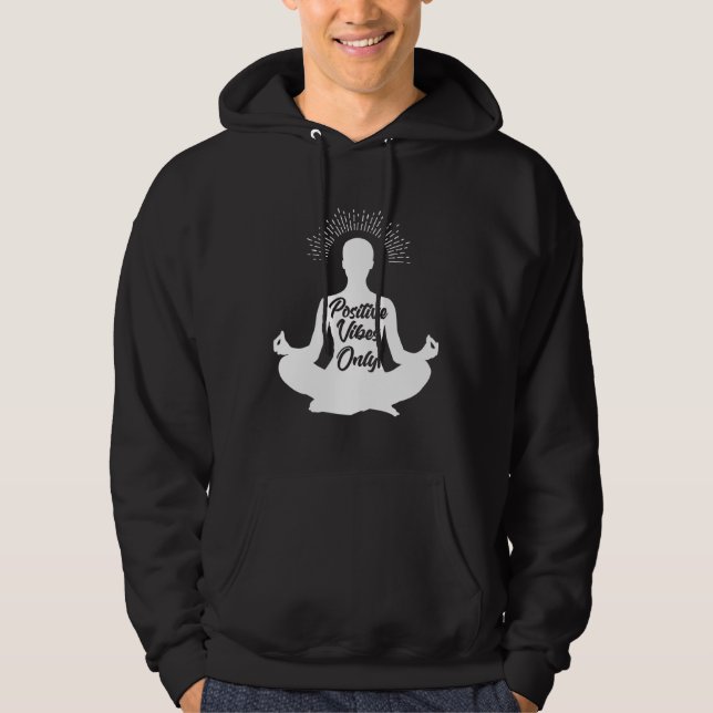 Backprint positive vibes only hoodie (Framsida)