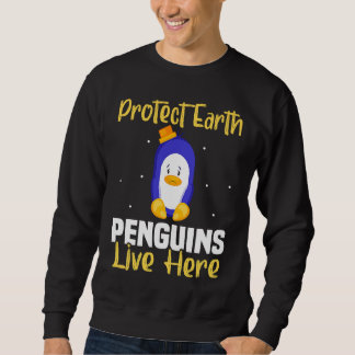 Backprint Protect Earth Penguins live here Lång Ärmad Tröja