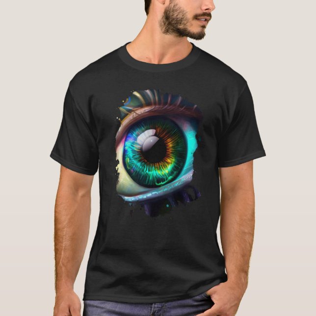 Backprint rainbow eye the beauty in the dark t shirt (Framsida)