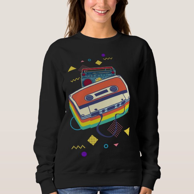 Backprint retro cassette and stereo system 80s and t shirt (Framsida)