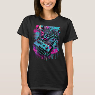 Backprint Retrowave DJ Techno Futuresynth Synthwav T Shirt
