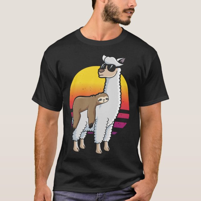 Backprint Sloth på Llama T Shirt (Framsida)