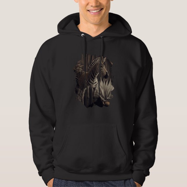 Backprint The photorealistic zebra in its wild Hoodie (Framsida)