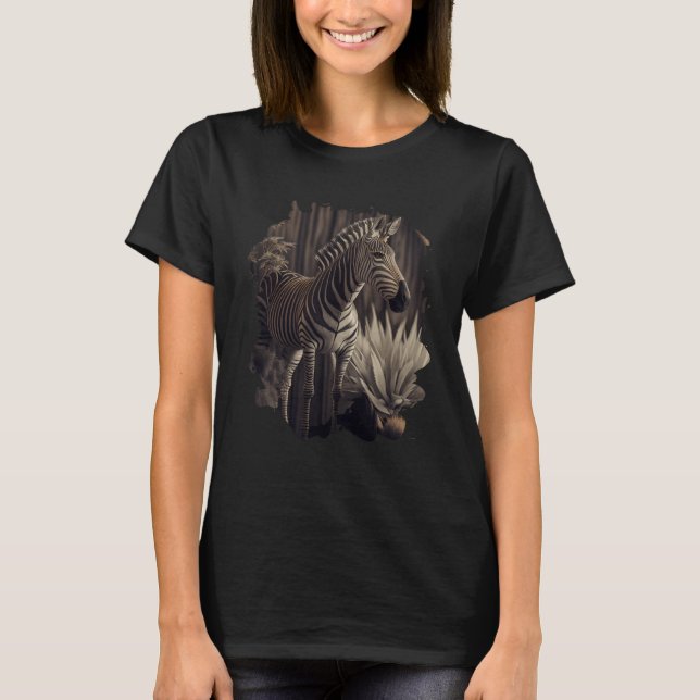 Backprint The photorealistic zebra in its wild T Shirt (Framsida)