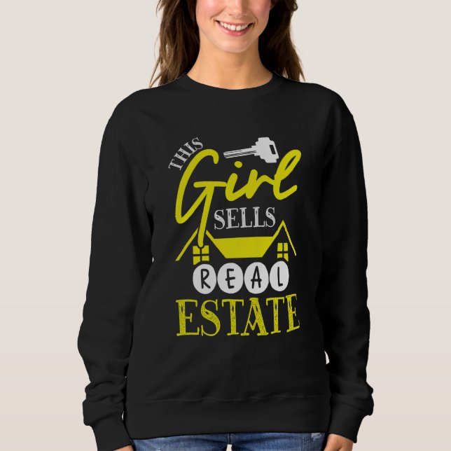 Backprint This Girl Sells Real Estate Realtor T Shirt (Framsida)