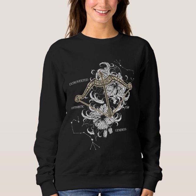 Backprint Zodiac Sign Sagittarius T Shirt (Framsida)