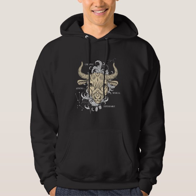 Backprint Zodiac Sign Taurus Hoodie (Framsida)
