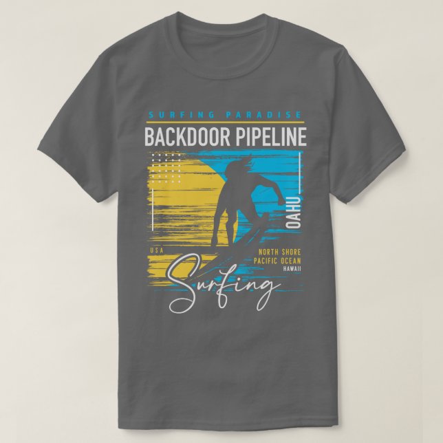 Backr Pipeline Retro Surfing Surfa Hawaii Surfa Oa T Shirt (Design framsida)