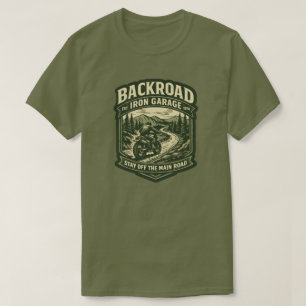 Backroad Iron Garage T-Shirt Scrambler Motorcykel