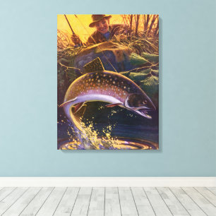 Bäckröding Fisk Fiskare, Vintage Sportfiske Canvastryck