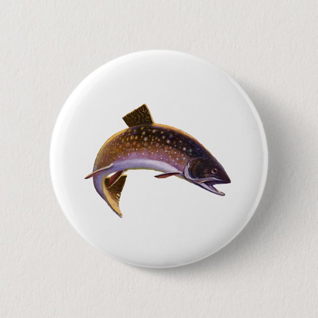 Bäckröding Fisk, Vintage Sportfiske Fiskare Knapp (Framsida)