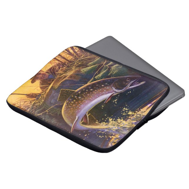Bäckröding Fiske Fiskare, Vintage Sportfiske Laptop Fodral (Framsida topp)