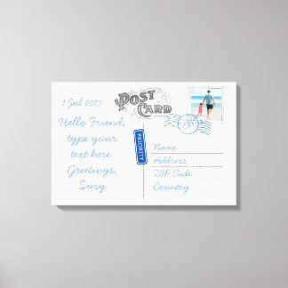 Backside-arbetsytan för vykort för anpassade canvastryck