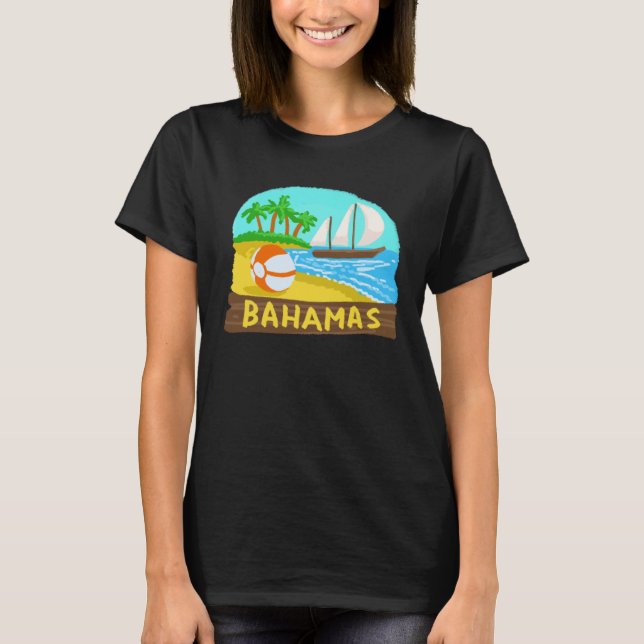 Bäckunön Beach Handflatan vid Bhamas Träd Sol T Shirt (Framsida)