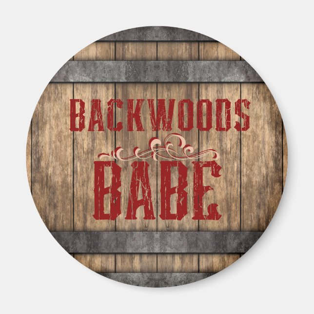 Backwood Babe Whiskey Keg Magnet (Framsidan)