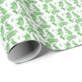 Backyard Animals Holiday Wrapping Paper (Green) Presentpapper