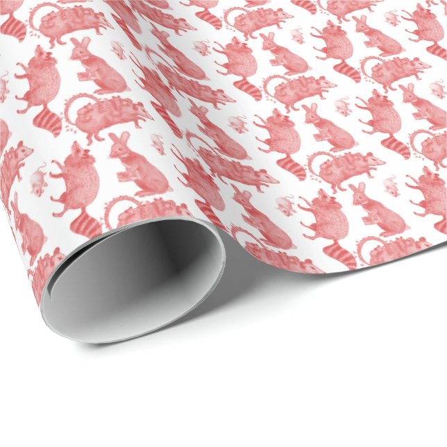 Backyard Animals Holiday Wrapping Paper Presentpapper (Rullad Hörn)