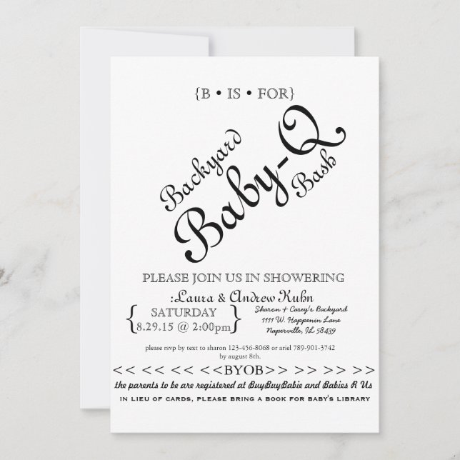 Backyard Baby-Q Bash Inbjudningar (Framsida)