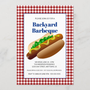 Backyard Barbeque Hett Hundar Röd kontrollerad Inbjudningar