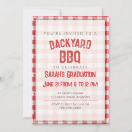 Backyard BBQ Avslappnad Grad Party Cookout Gingham Inbjudningar