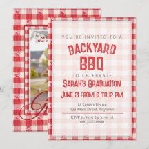 Backyard BBQ Avslappnad Grad Party Cookout Gingham