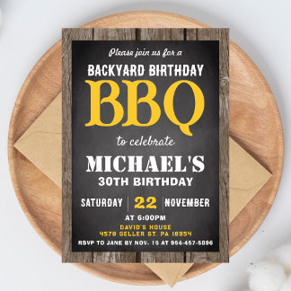 Backyard BBQ Birthday Party Invitation Cookout Inbjudningar