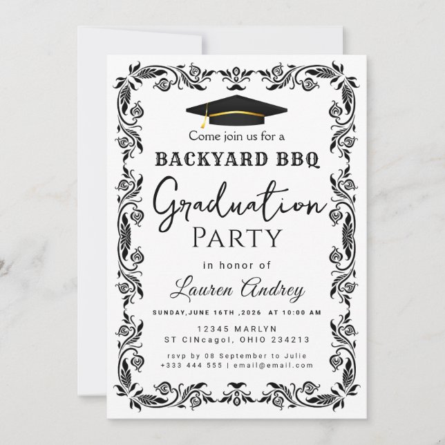 Backyard BBQ Graduation Party Invitation Inbjudningar (Framsida)