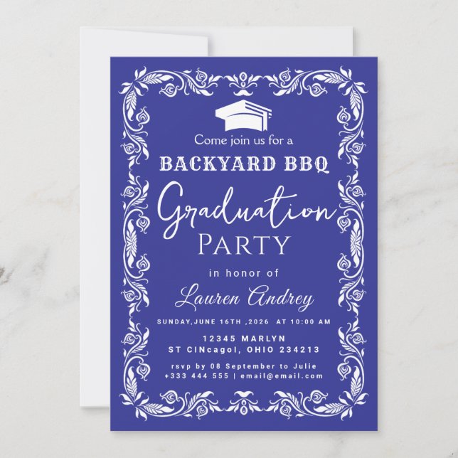 Backyard BBQ Graduation Party Invitation Inbjudningar (Framsida)