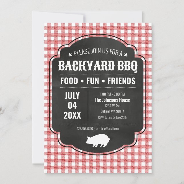 Backyard BBQ Party Invitation Inbjudningar (Framsida)