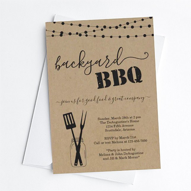 Backyard BBQ Party Invitation - Rustic Kraft Inbjudningar (Skapare uppladdad)