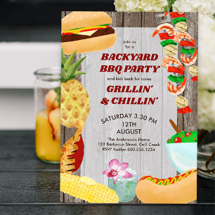Backyard BBQ Party Rustic Chillin och Grilling Inbjudningar