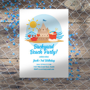 Backyard Beach Födelsedagsfest inbjudan
