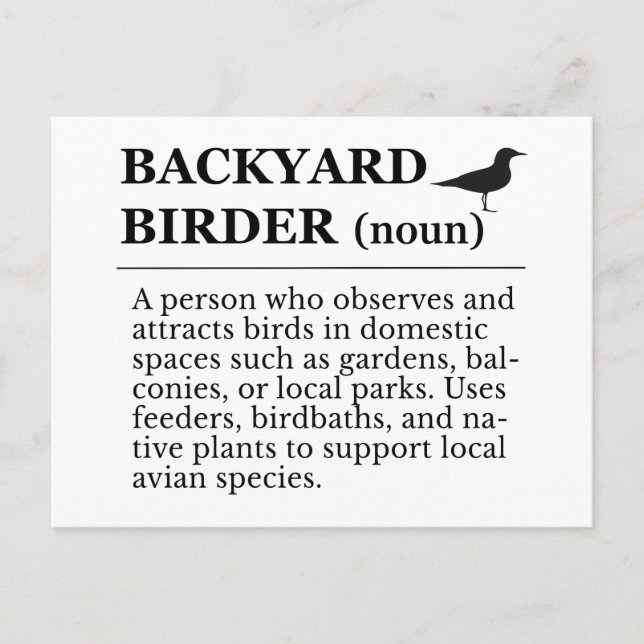 Backyard Birder Definition - Garden Birdwatching Vykort (Framsida)
