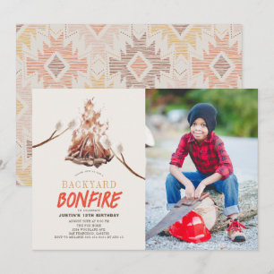 Backyard Bonfire Camping S'mores Birthday Photo Inbjudningar