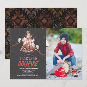 Backyard Bonfire Camping S'mores Birthday Photo Inbjudningar