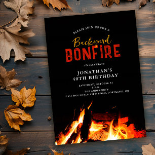Backyard Bonfire Födelsedagsfest inbjudan