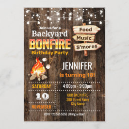 Backyard Bonfire Födelsedagsfest Inbjudningar