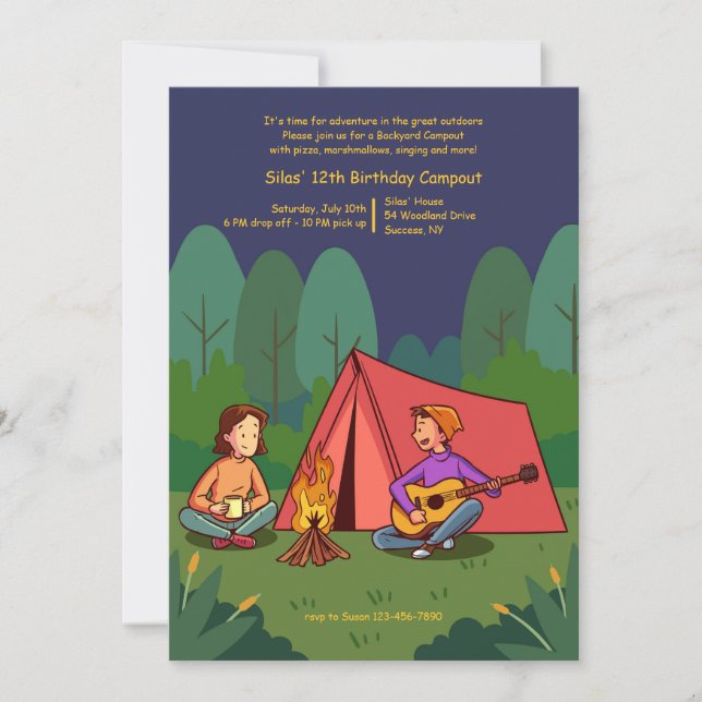 Backyard Campout Inbjudningar (Framsida)