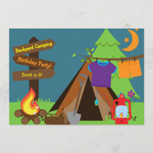 Backyard Campout Sleepover Birthday Inbjudan