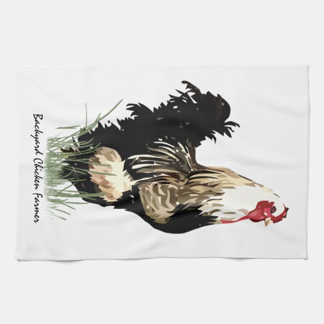 Backyard Chicken Farmer med Tupp Design Kökshandduk (Horisontell)
