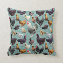 Backyard Chickens på Mid Grönt Burlap Cushion