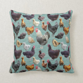Backyard Chickens på Mid Grönt Burlap Cushion Kudde